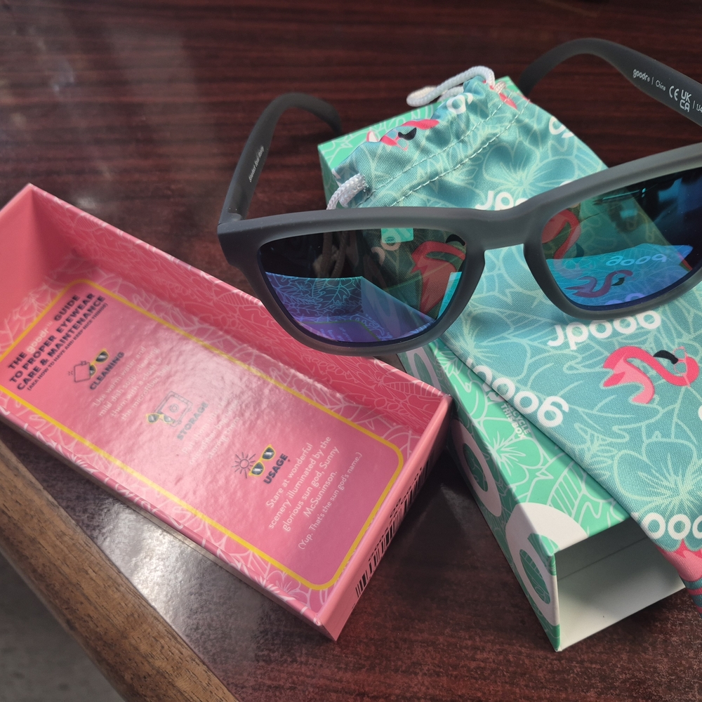 Goodr Gray and Blue Sunglasses